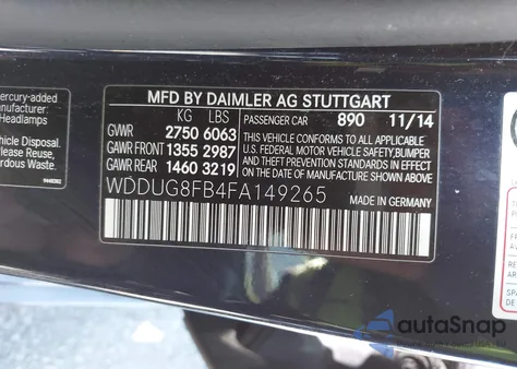 2015 Mercedes-Benz S 550 4Matic из США, поврежденный, VIN WDDUG8FB4FA149265